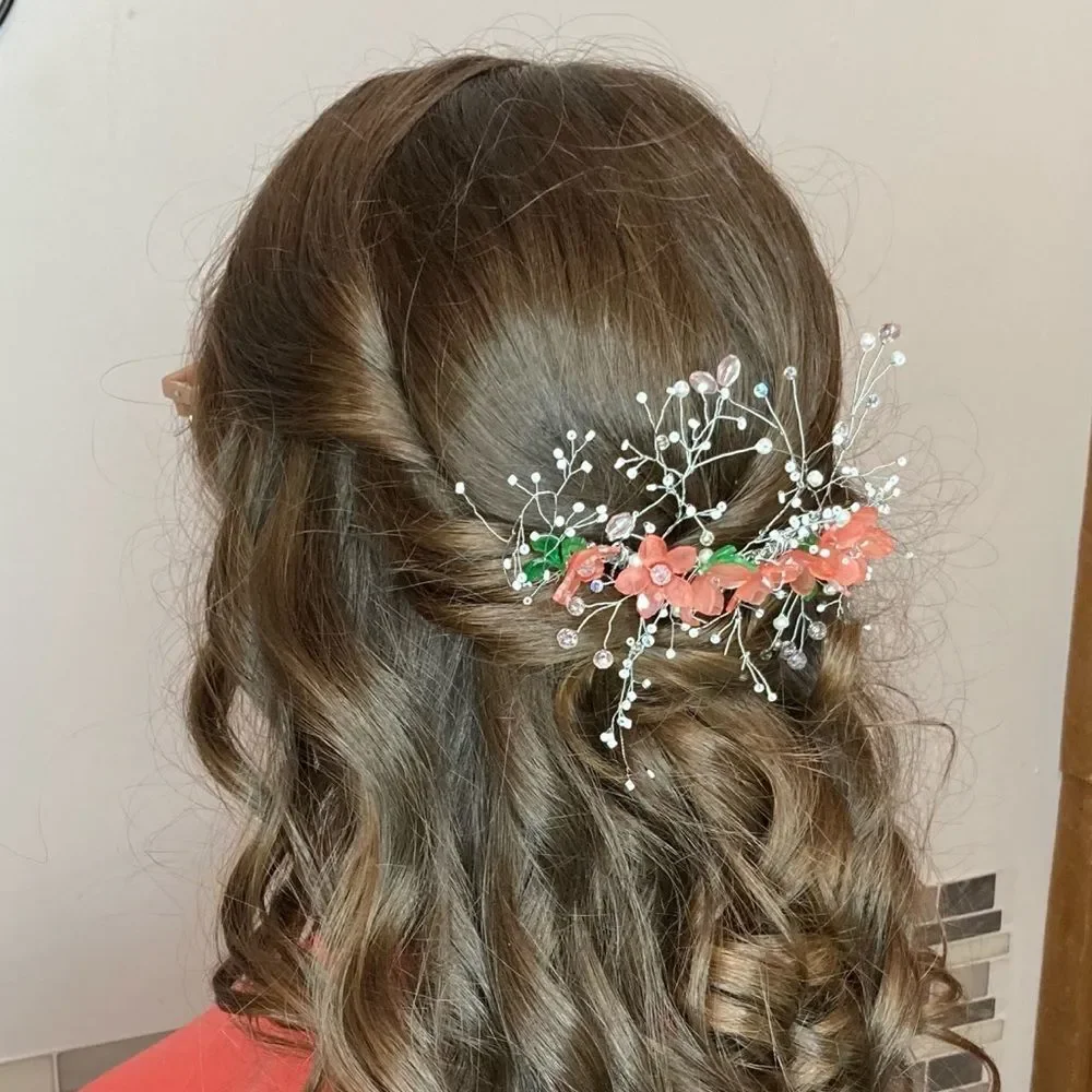 Branching floral bridal hair comb